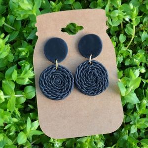 Black Sweater Polymer Clay Earrings *The Priscilla